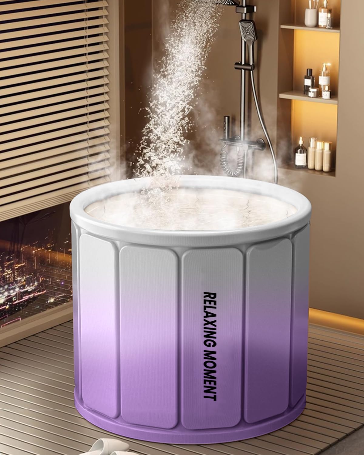 HANNEA Bath Tub for Spa and Cold Therapy with 27.6 in Diameter Design | Multi Layer PVC Portable Soaking Bucket