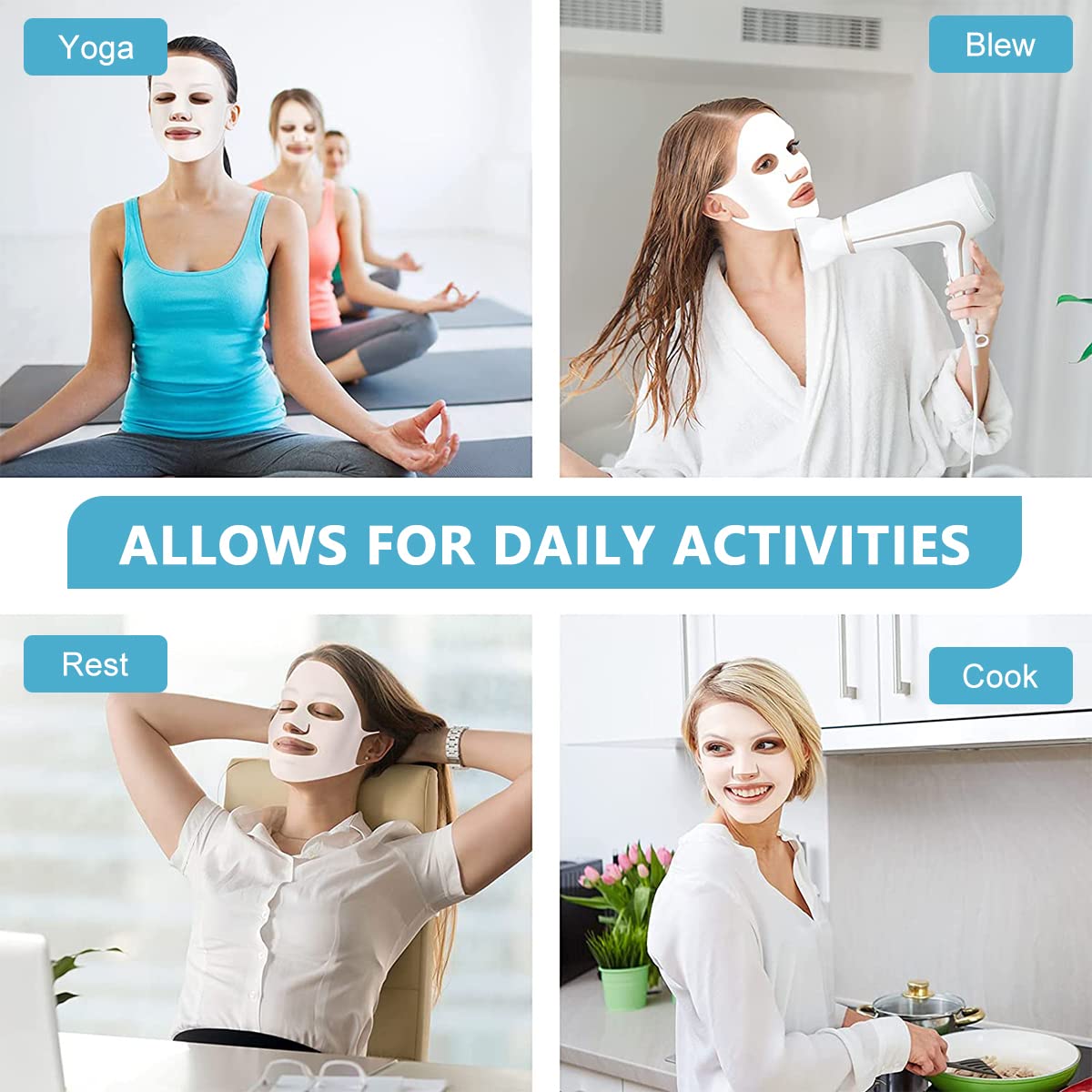 MAYCREATE Reusable Face Mask Holder for Sheet Masks with Ear Loops & Silicone Cover | Clear