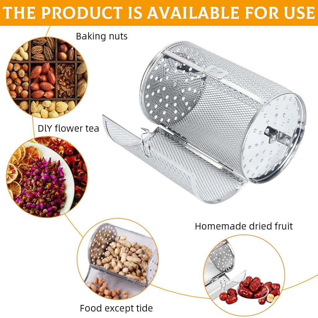 Supvox Stainless Steel Rotisserie Basket for Oven Grilling with Locking Clasp 23cm x12cm | Rotating Mesh Design for Even Cooking