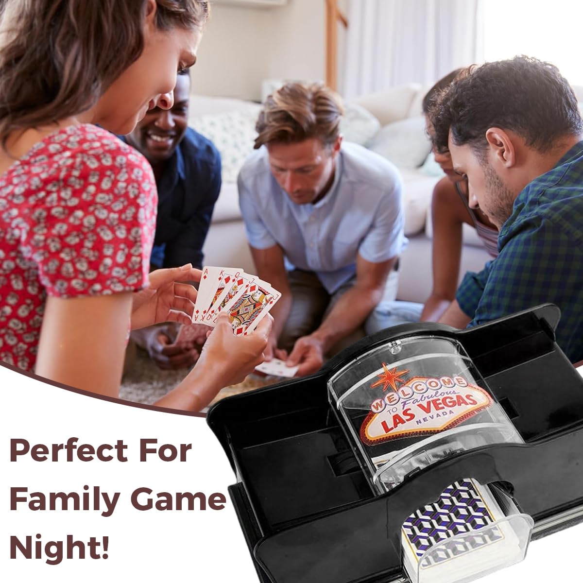 Supvox Manual Card Shuffler for Casino Poker Games with Hand Crank and Clear Housing Design