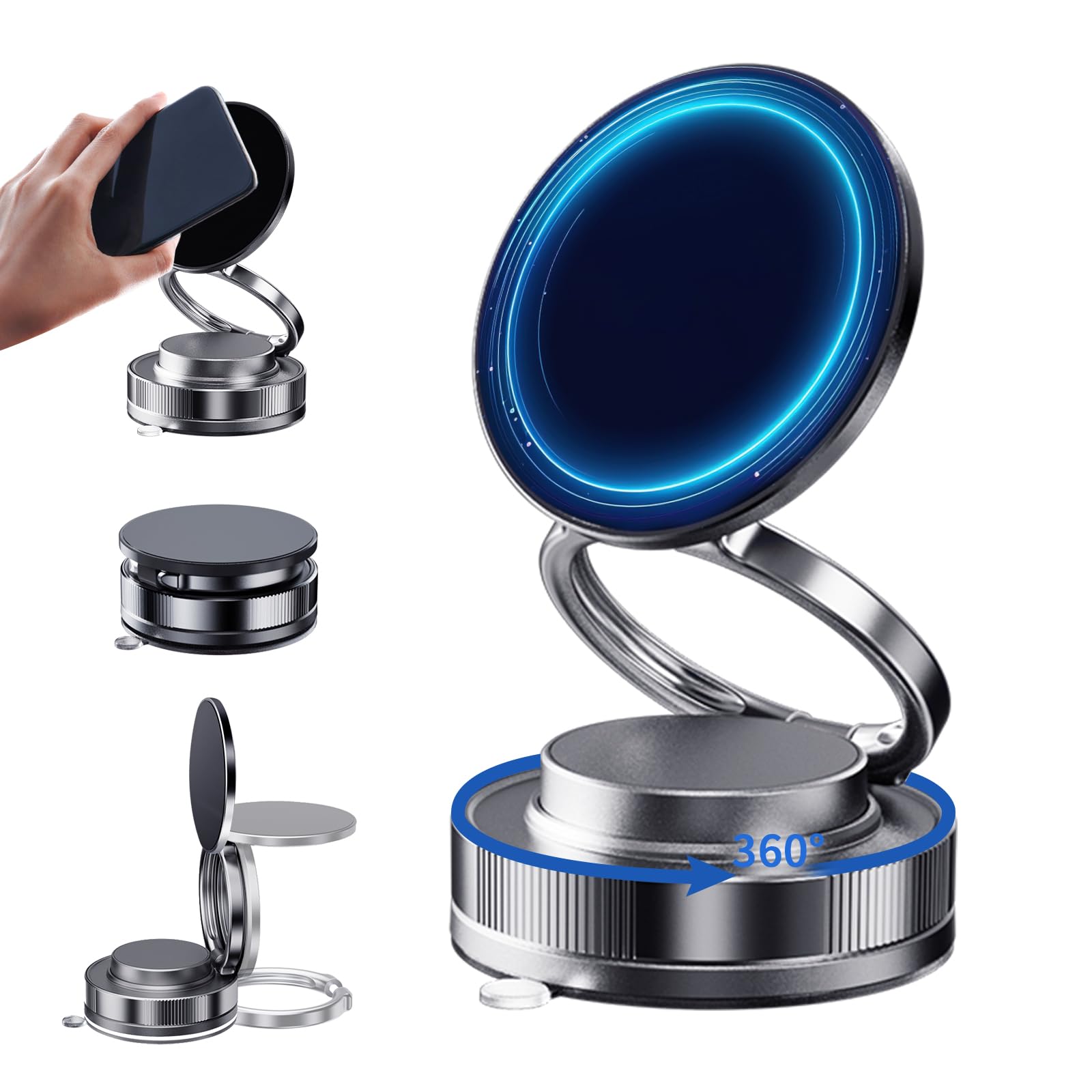 STHIRA® Vacuum Phone Holder One-Handed Operation Foldable Adjustable Phone Holder 360°Rotation for Car
