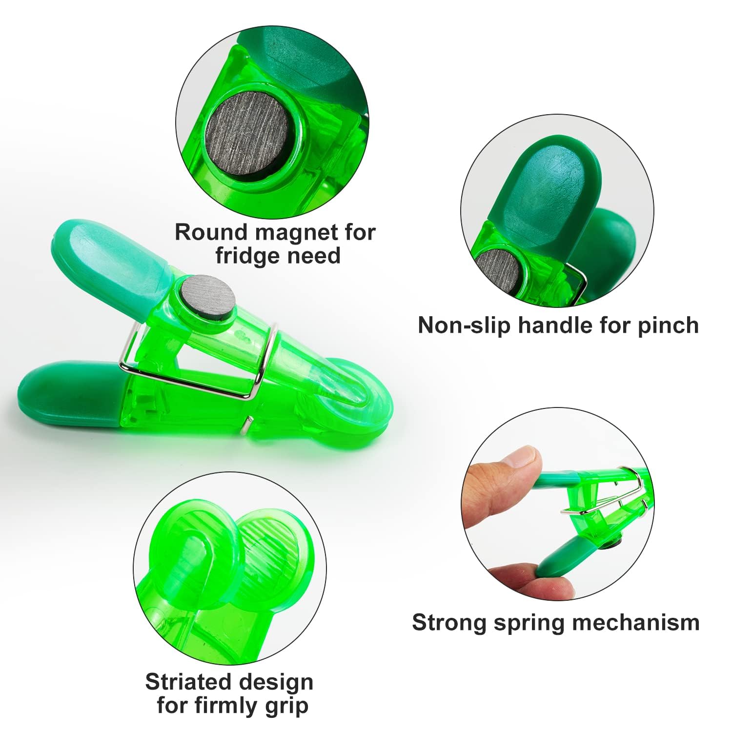 Supvox Magnetic Clips for Food Bags and Refrigerator Use featuring 7 Pack Set | Non Slip Airtight Seal