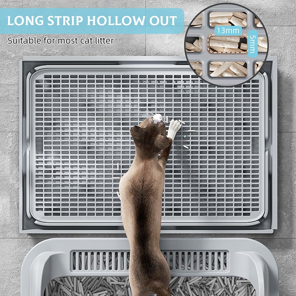 Qpets Cat Litter Tray for Home Use featuring Dual Layer Mesh Grid 42cmx28.5cm Design
