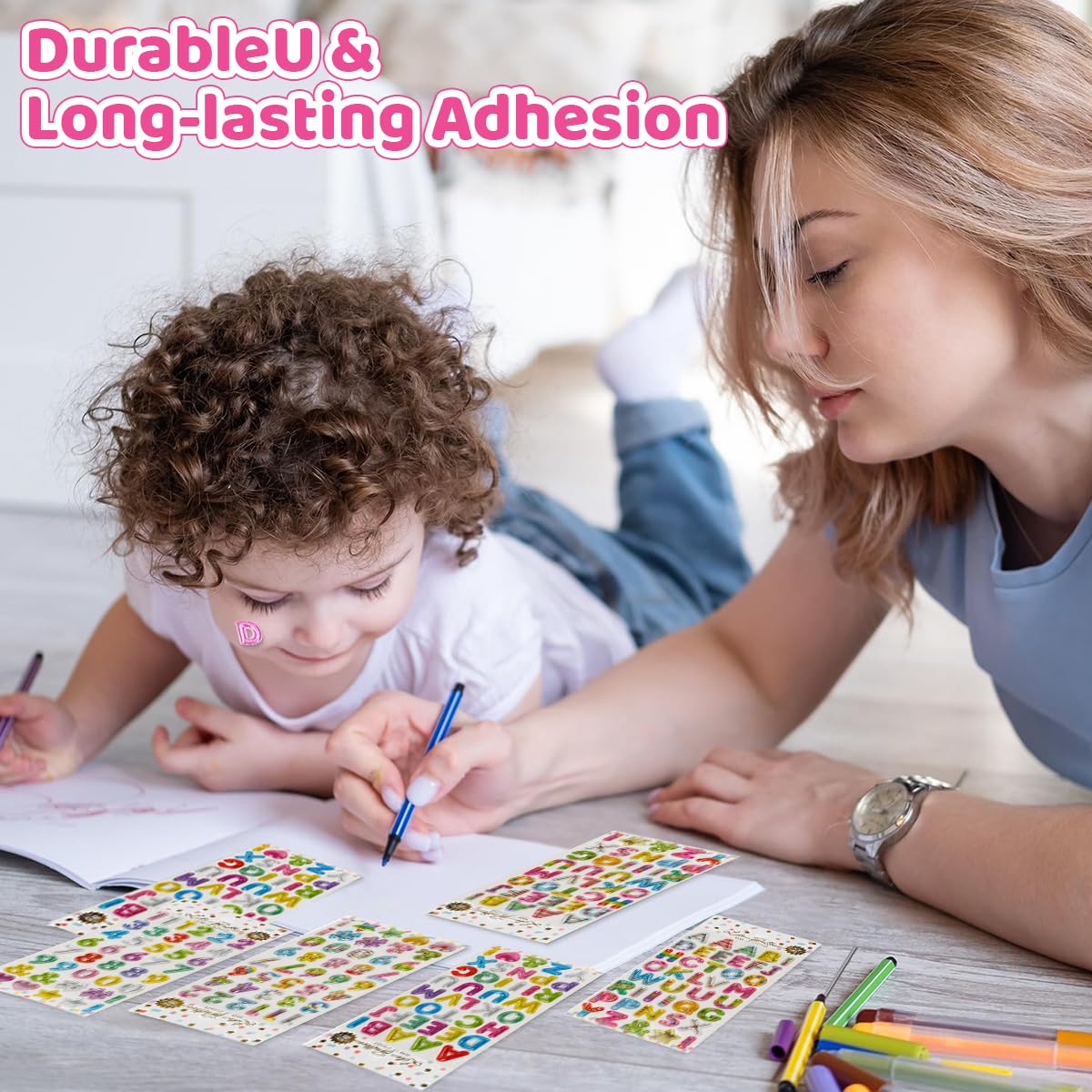 PATPAT DIY Phone Case Stickers for Scrapbooking with 3D Alphabet Jelly Touch Texture | 4-Pack