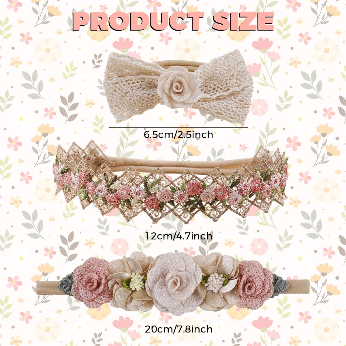 SNOWIE SOFT Hair Bands for Baby Girls 0–24 Months with Soft Nylon Bows | 3 Pcs Set