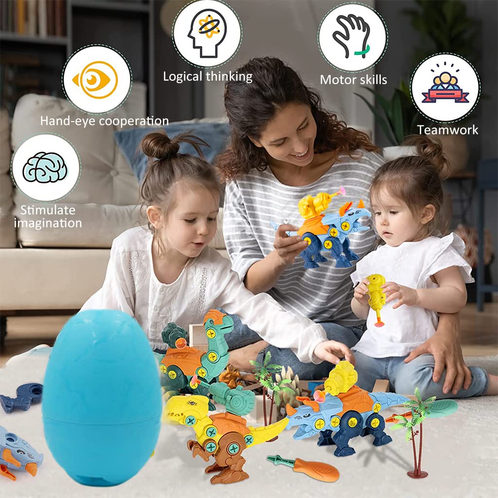 PATPAT Dinosaur Toy for Kids STEM Building with Screwdriver and Egg Case | Safe ABS Gift