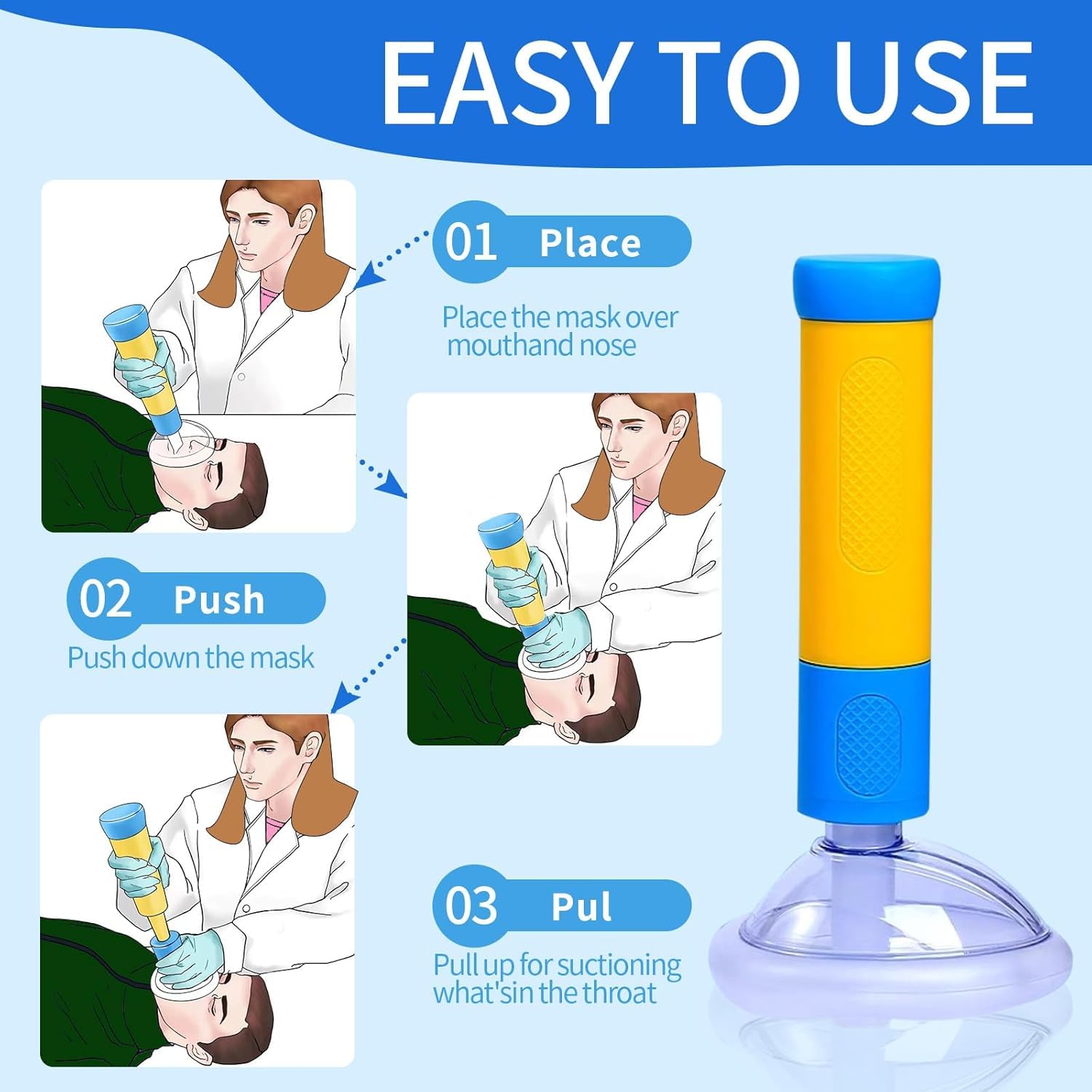 HANNEA Anti Choking Device for Kids and Adults with Suction Plunger and 2 Masks | Portable First Aid Kit