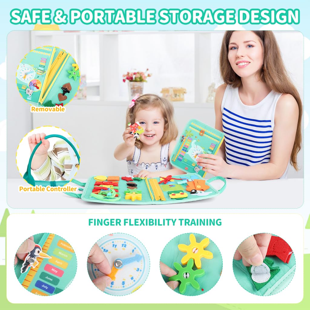 SNOWIE SOFT Farm Montessori Busy Board for Toddlers 1–3 with 4 Activity Pages | Travel Toy