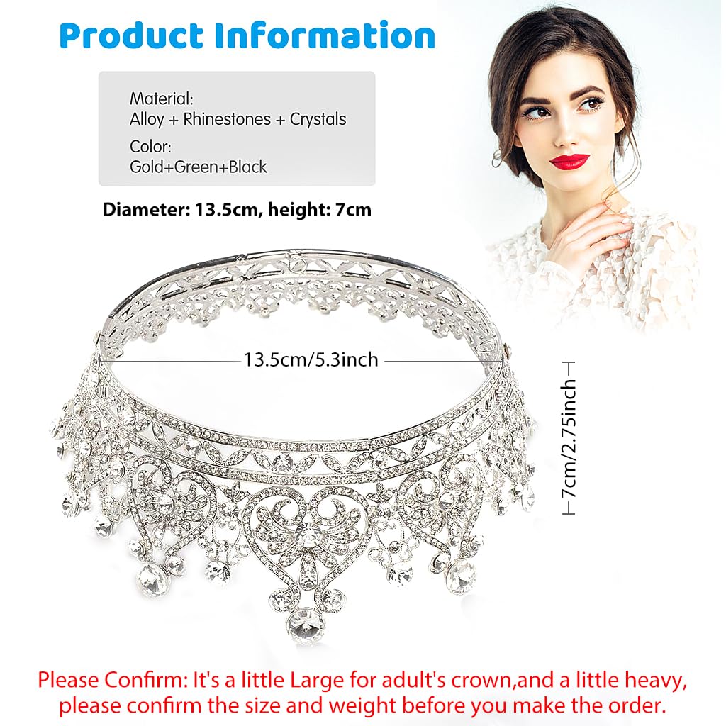 GUSTAVE Sliver Crystal Queen Crowns and Tiaras for Girls Hair Accessories for Prom,Bridal Party & Christmas