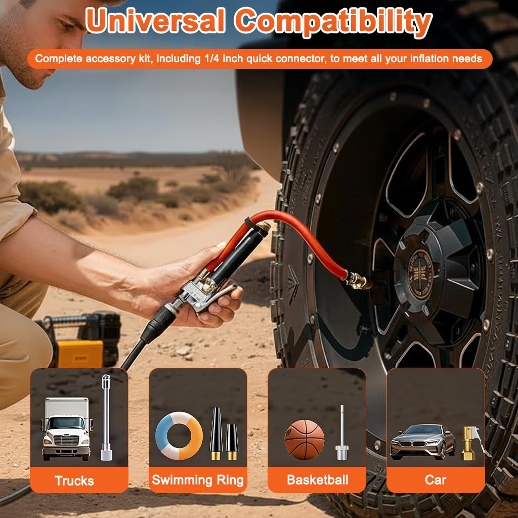 STHIRA Dual Head Chuck for Air Inflators featuring Dual End Connection | Reliable Tire Tool