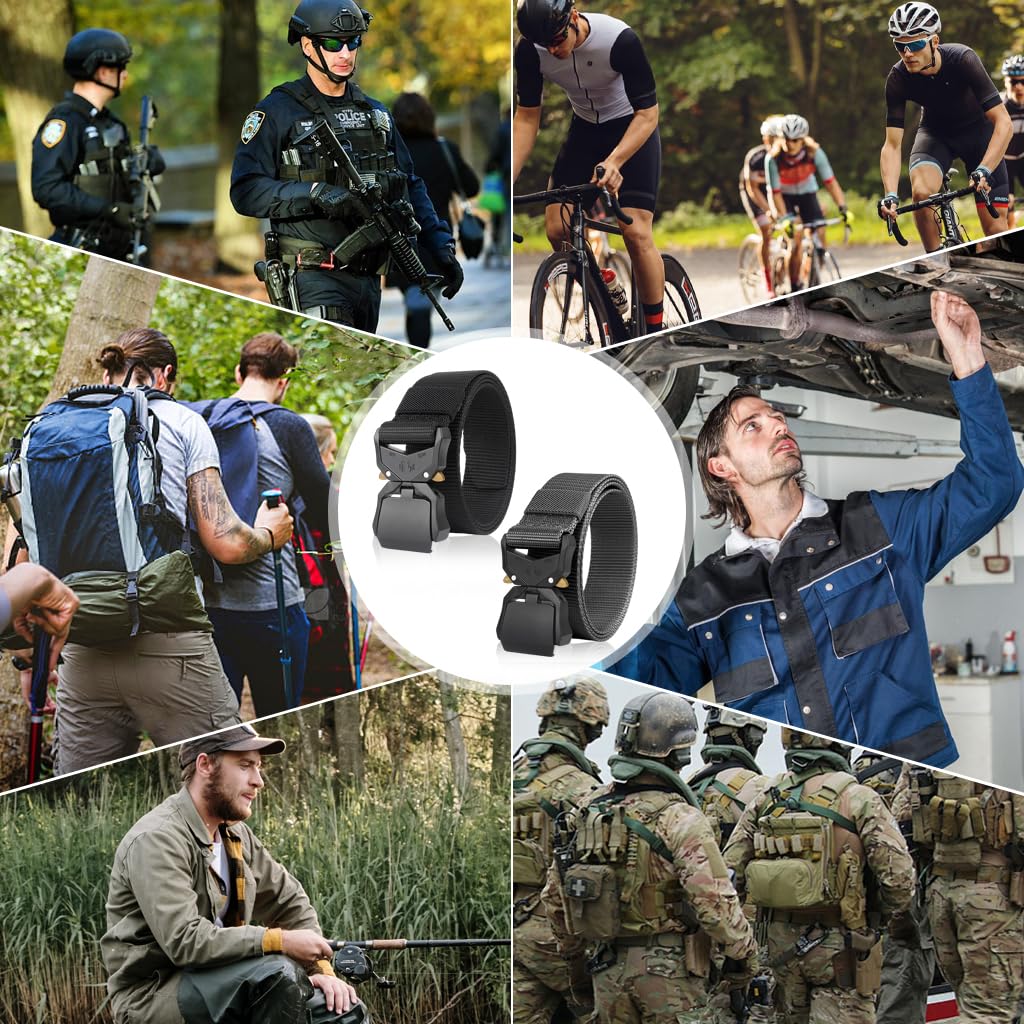 Proberos Mens Tactical Belt with 1.5 in Quick Release Buckle for Work and Hiking | 2 Pack Canvas