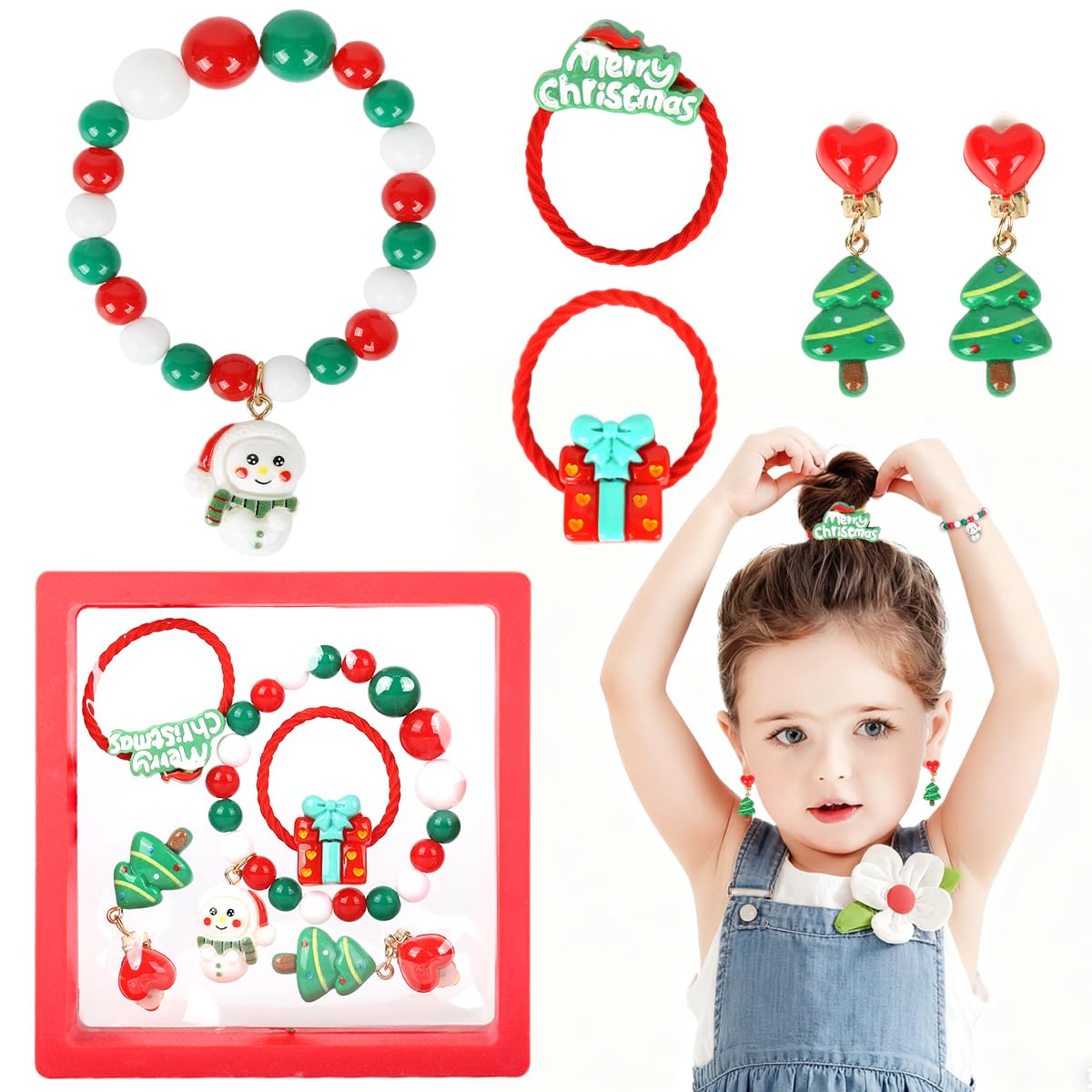 MAYCREATE® Toddler Jewelry Kids Bracelet 5 pcs, Little Girls Jewelry In Box, Flower Girl Gift Kids Girls Accessories-Multicolor-A