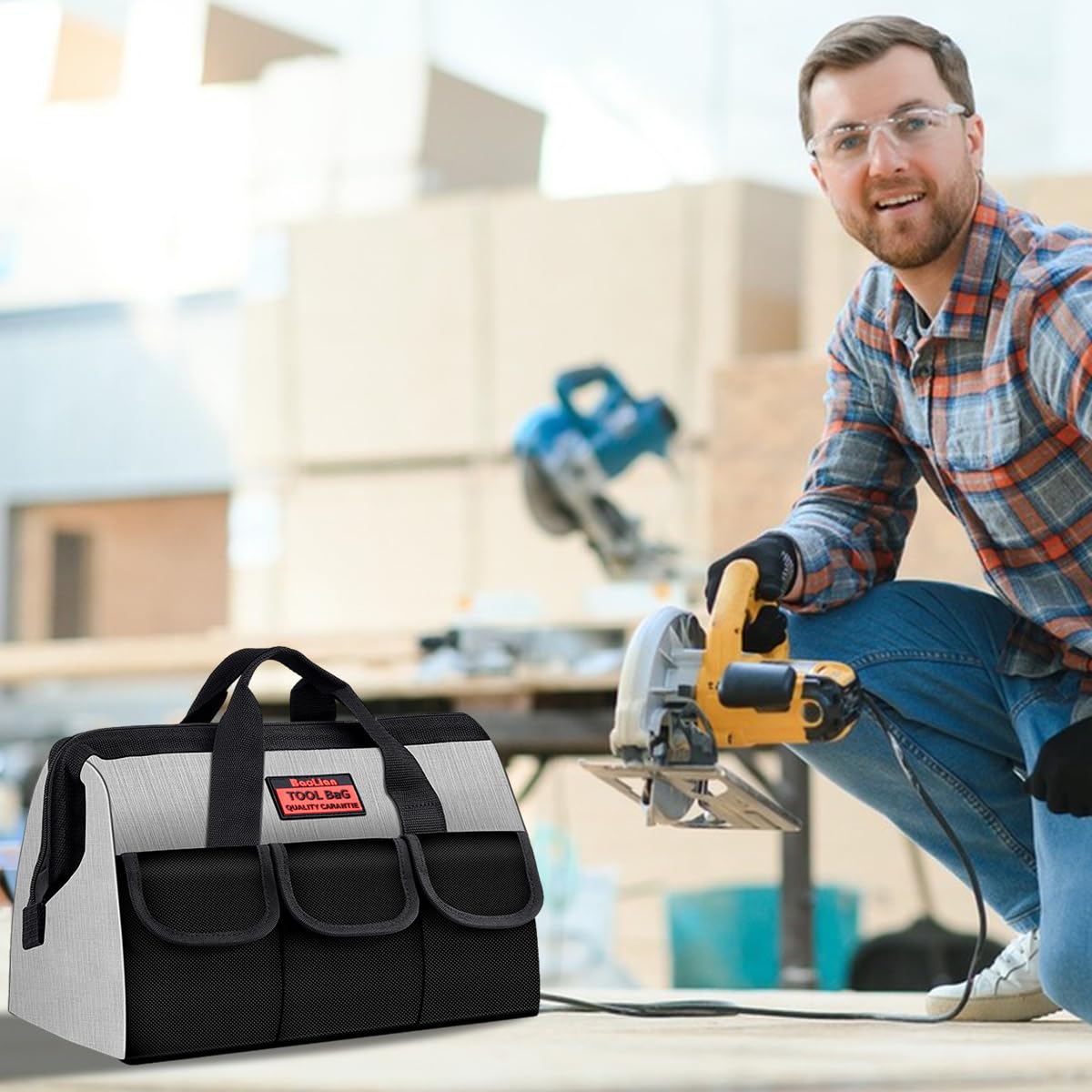 Serplex Tool Bag for Professionals with Wide Mouth and 40x22x25cm Capacity | 1680D Oxford Fabric