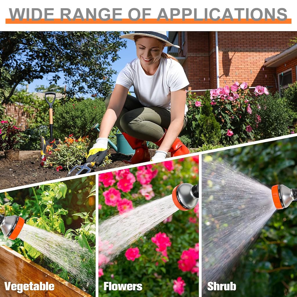 HASTHIP Water Spray Gun for Car Washing with 8 Spray Modes and 180° Flexible Head | Stainless Steel Extended Rod