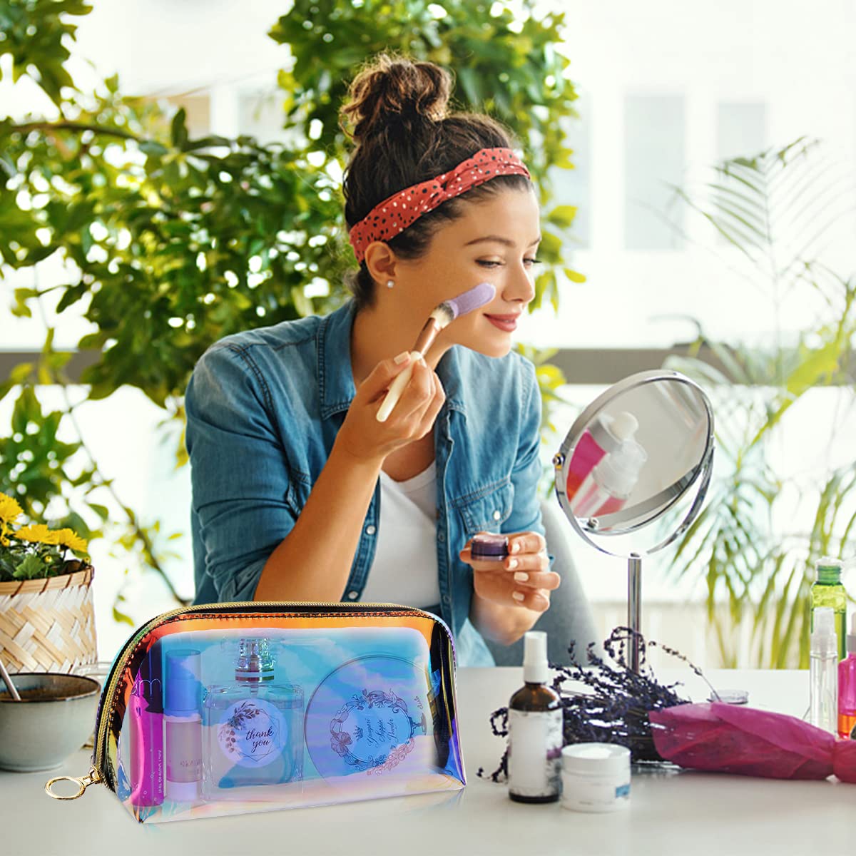 MAYCREATE Cosmetic Bag for Travel and Daily Use featuring 7.5×16×9cm Capacity | Semi‑Transparent TPU Makeup Organizer