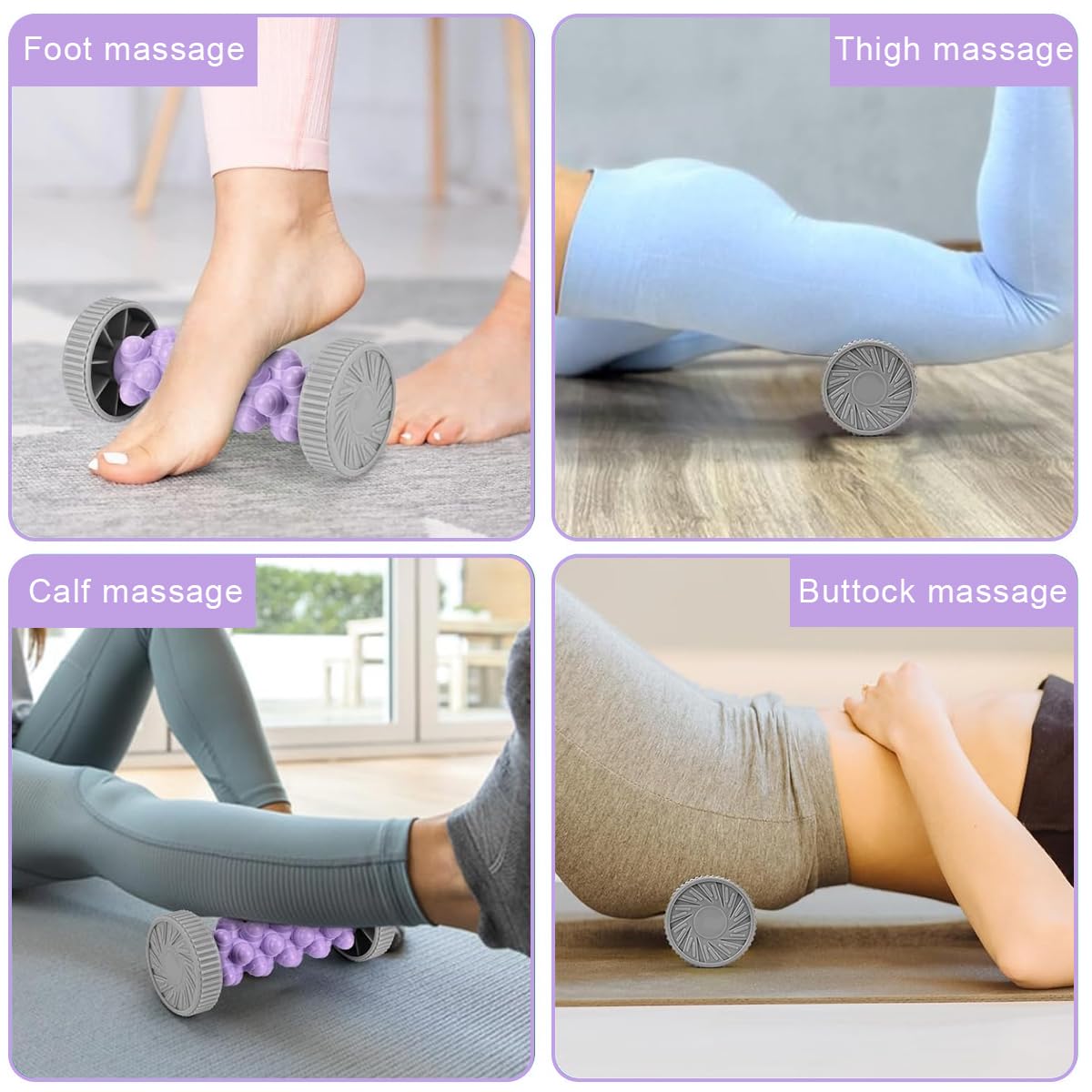 HANNEA Foot Massage Roller for Plantar Fasciitis Relief featuring Acupressure Wheels 18x8cm