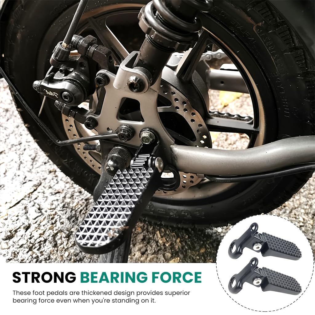 STHIRA Folding Rear Passenger Footrests for Scooter with Anti Slip Texture 76x37mm | Aluminum Alloy 2Pcs