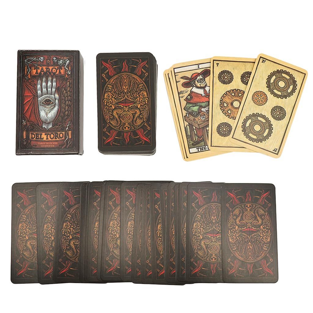 PATPAT Tarot del Toro Tarot Deck for Divination with 78 Cards and Beginner Guidebook | Dark Fantasy Artwork