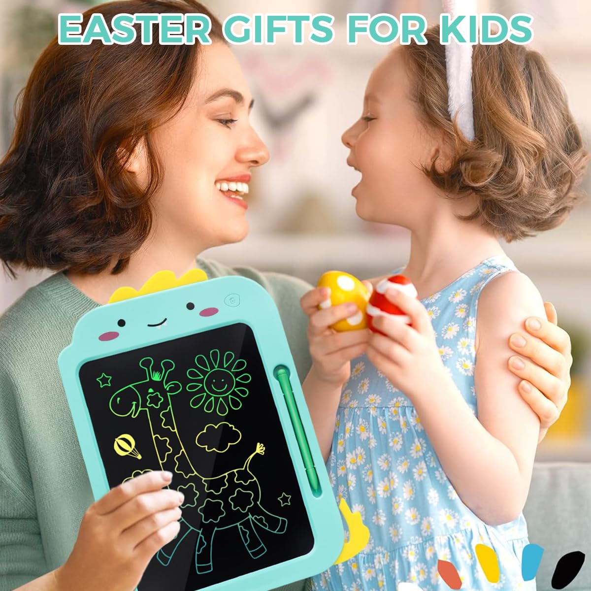 PATPAT LCD Writing Tablet for Kids with One Button Clear 7.8x10.7 in Pad | Green Early Learning Toy