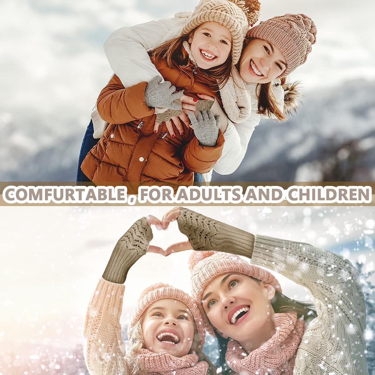 Venzina Hand Warmers Gloves for Women with Thumb Hole featuring 31cm Long Acrylic Knit | Fingerless Winter Arm and Wrist Warmer