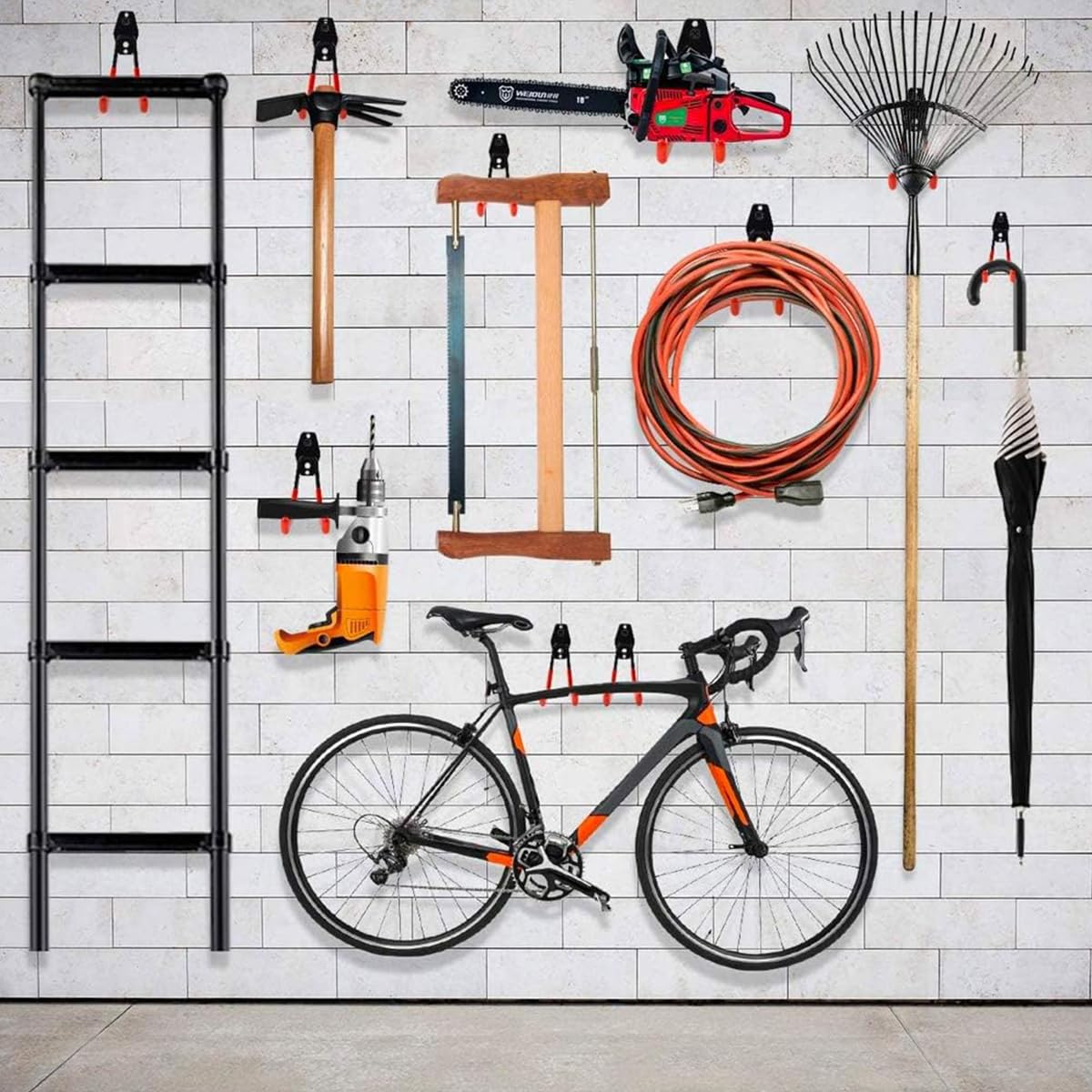 HASTHIP Wall Hooks for Garage Storage with Rubberized Curved Grips and 30kg Load Capacity