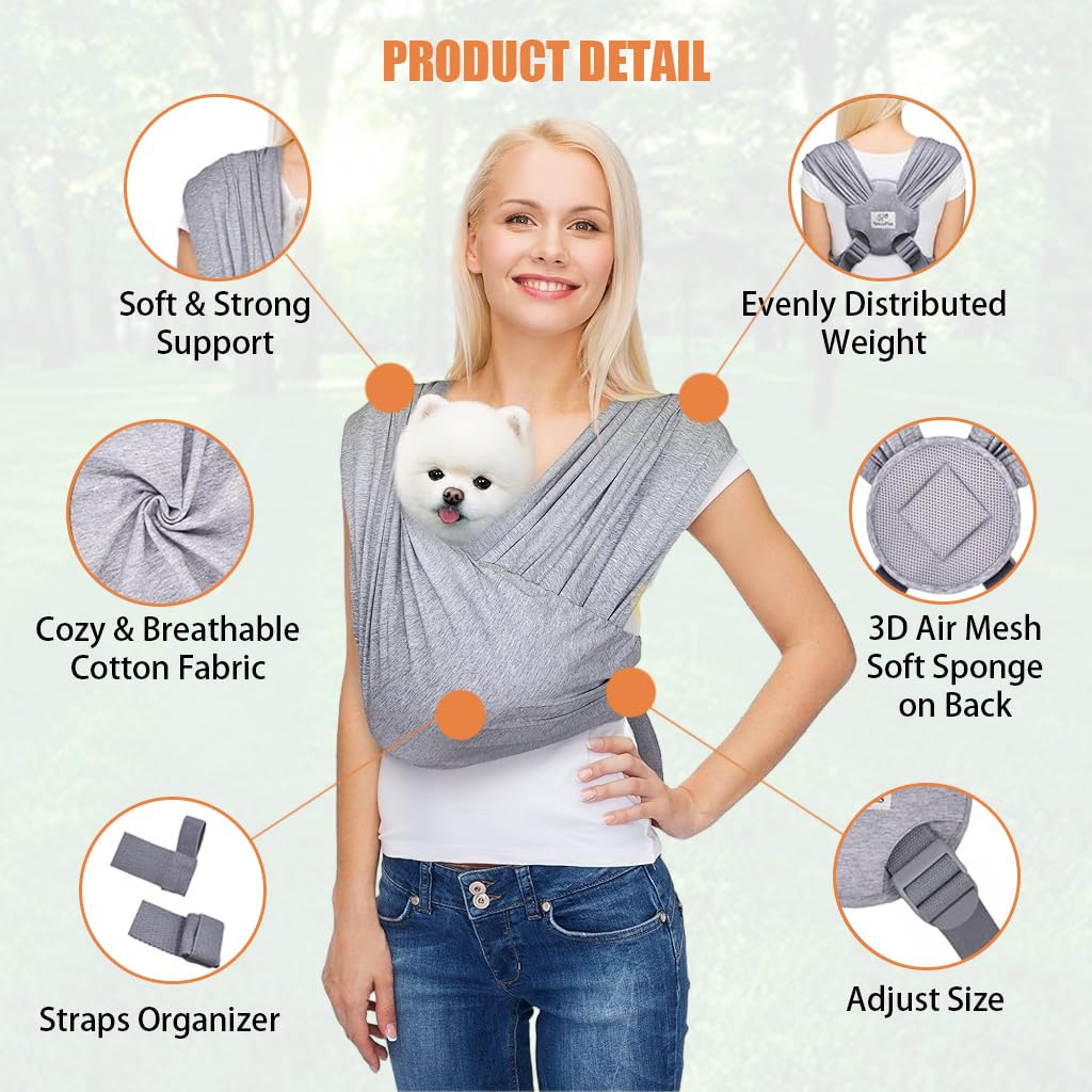 Qpets Pet Carrier for Small Dogs and Cats with Quick Release Buckle and Cotton Fabric | Adjustable Chest Bag for Pets Under 10kg