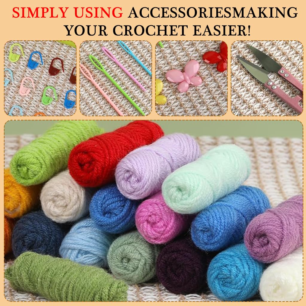PATPAT DIY Crochet Kit for 4 Floral Coasters with Ergonomic Hook and Tutorial Guide | Beginner Gift Set