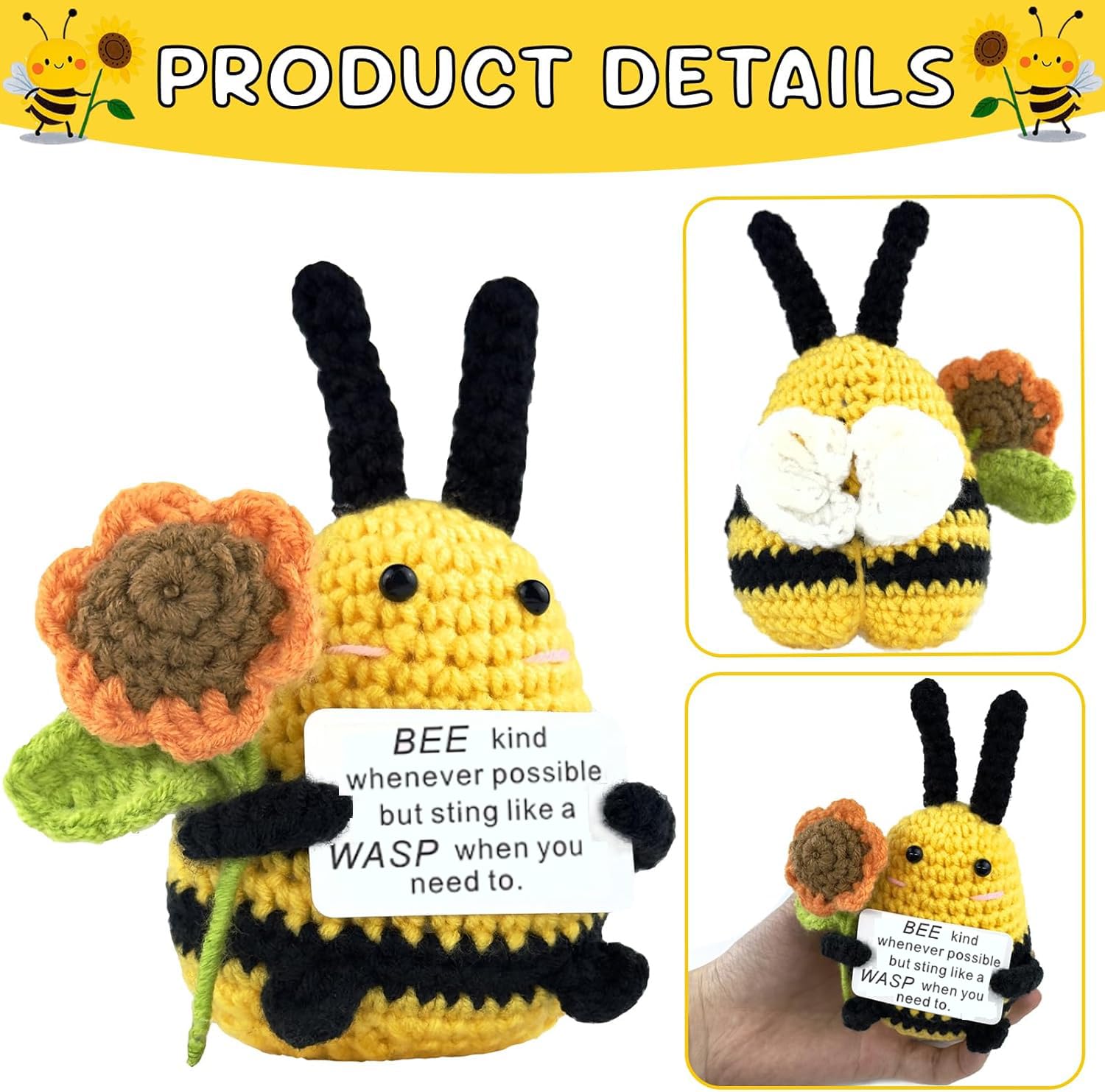 PATPAT Motivational Desk Decor for Office with Handcrafted Crochet Doll and Positivity Card | Kawaii Gift