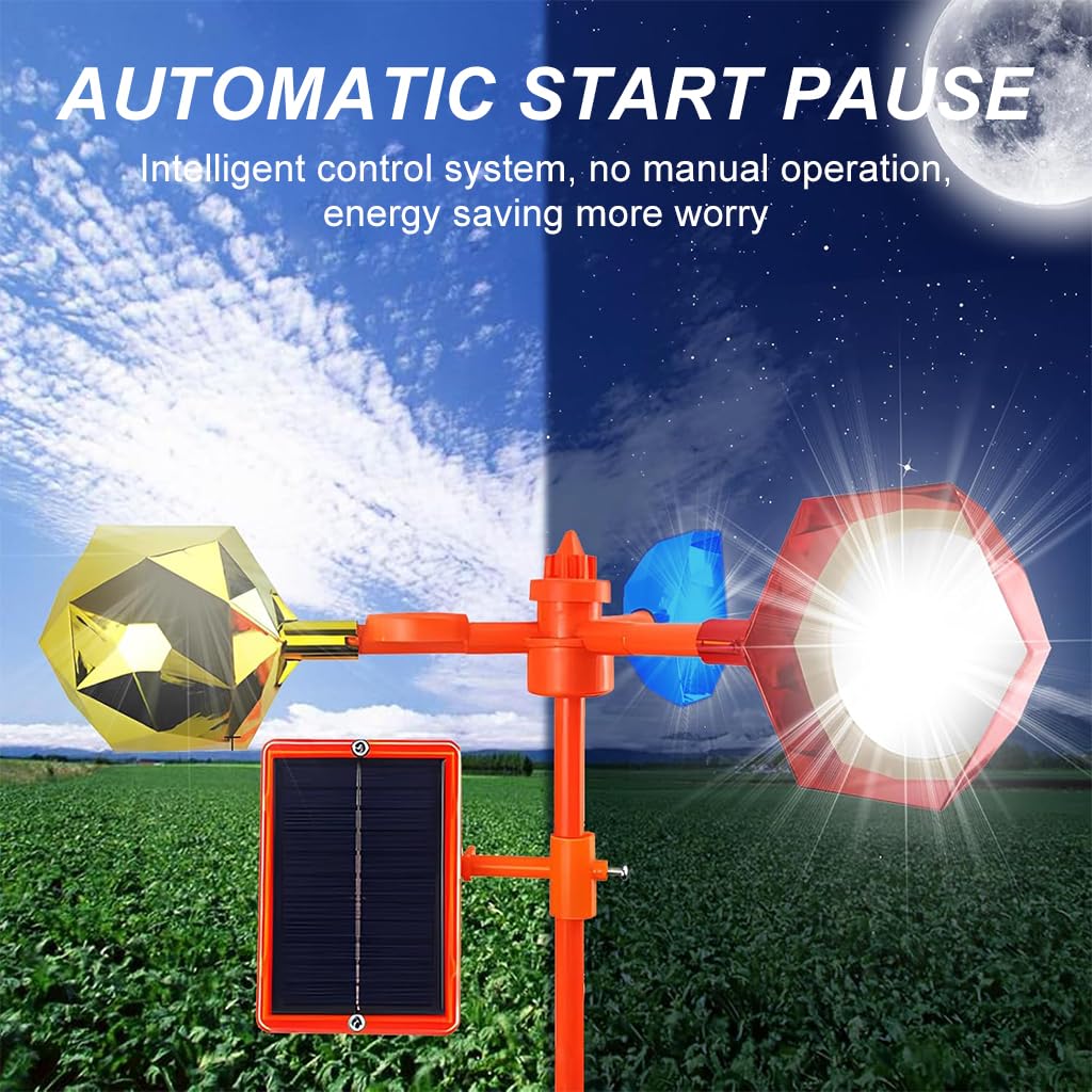 Supvox Outdoor Solar Bird Repellent for Garden and Balcony with 360° Rotating Reflectors | 2 PCS