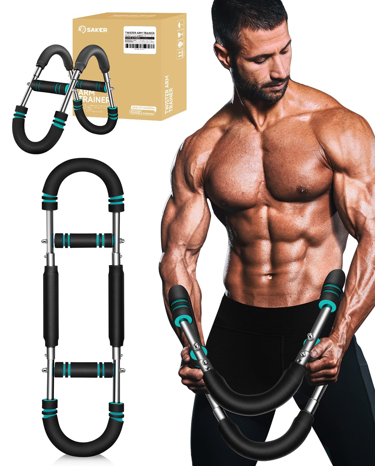 Proberos® Power Twister Arm Strength Trainer with Dual-Bar Design, 2 Adjustable Resistance Levels, Foam Padded Grip, Spring Steel Construction for Upper Body, Forearm, and Wrist Strength Training