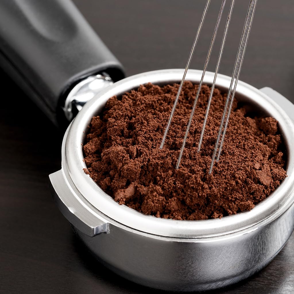 Supvox Espresso Ground Coffee Stirrer for Barista Use featuring 5-Pin 0.4mm Design and Wooden Handle