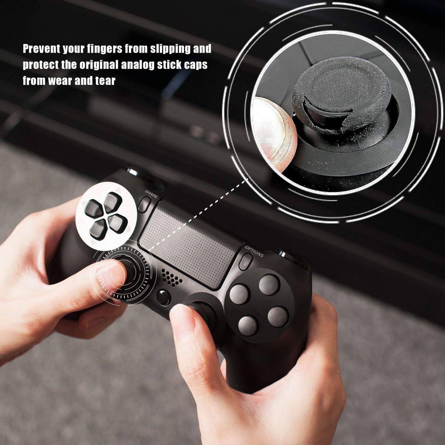 HASTHIP Controller Thumbstick Cover Caps for PS4 with 6 Pairs Silicone Grips | Enhanced Accuracy