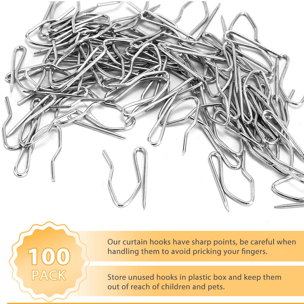 HASTHIP Curtain Hooks for Pleated Drapes featuring Uniform Pleat Design and 100Pcs Set | 1.25 in Heavy Duty Hooks