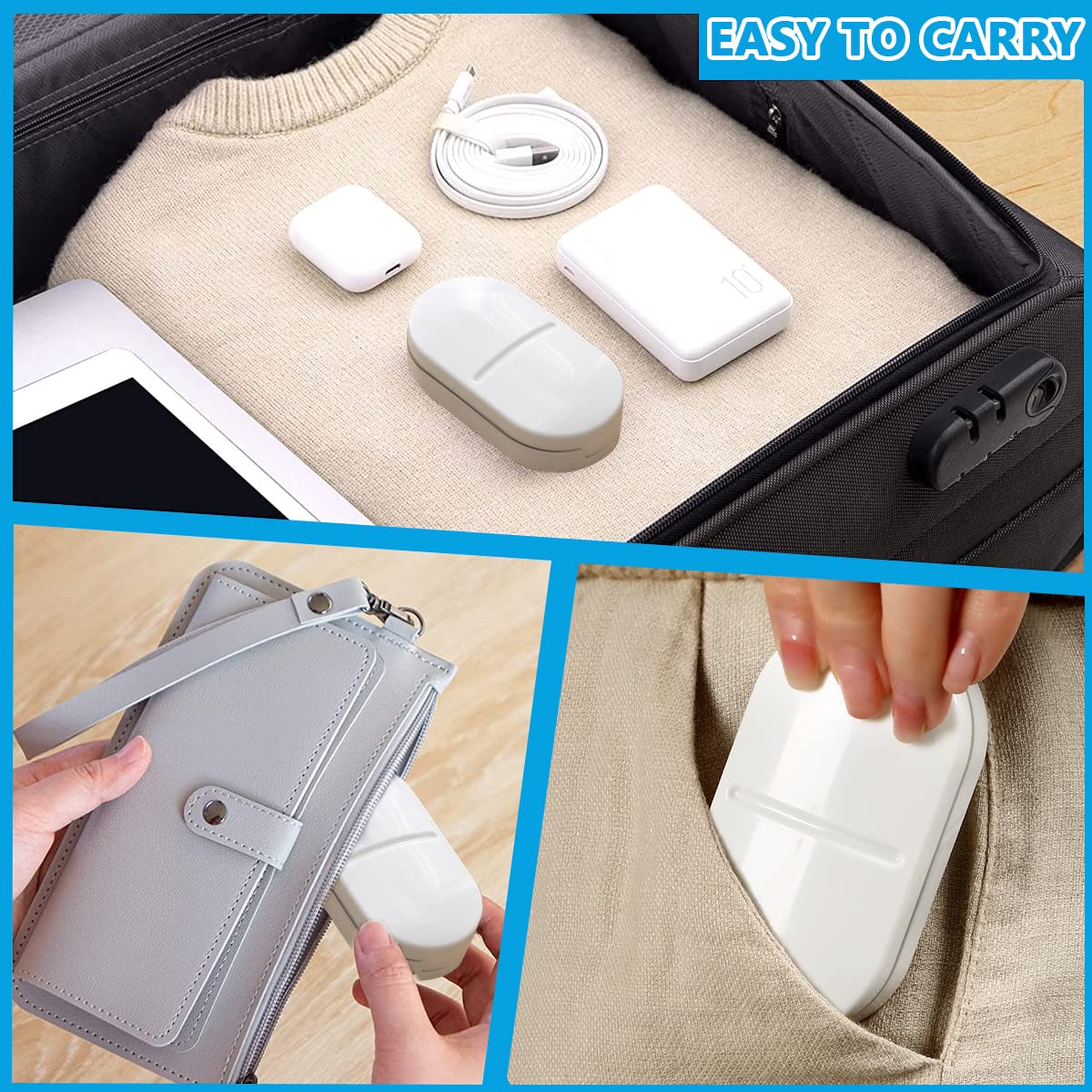 HANNEA Pill Cutter for Small or Large Tablets with Stainless Steel Blade and Pill Case | Portable White Pill Splitter