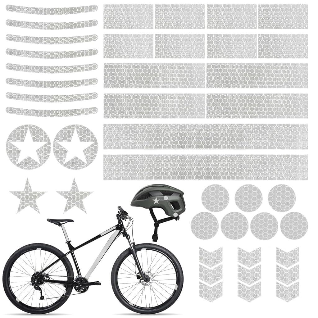 Proberos Reflective Stickers for Cycling with 42 Multi Shapes Silver Decals | Waterproof