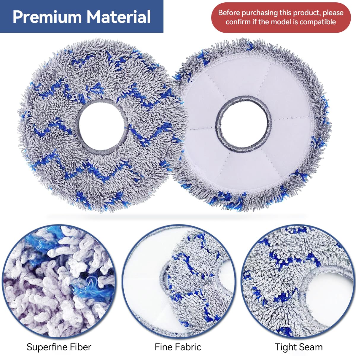 Verilux 4Pcs Replacement Mop Cloth for ECOVACS DEEBOT T20 Pro/Max Microfiber Mop Pads Washable and Reuseable Absorbent Mop Pads Spare Mop Cloth for Hard Floor, Tile, Hardwood, and Laminate