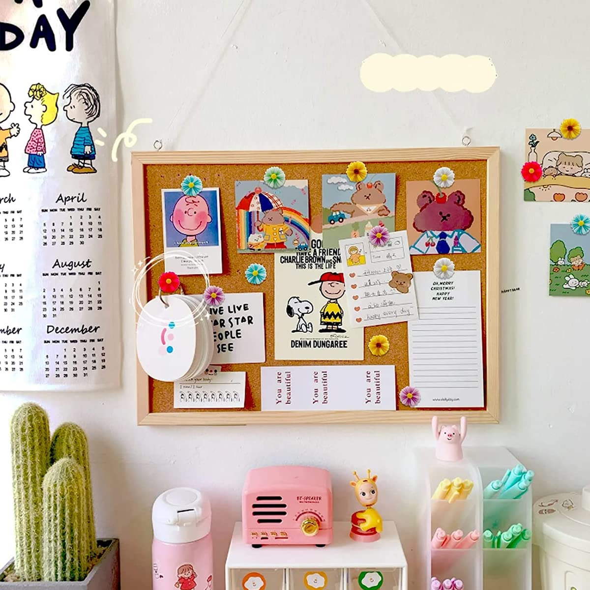 HASTHIP Flower Thumb Tacks 30pcs for Photo Wall and Cork Board | Creative Daisy Push Pins