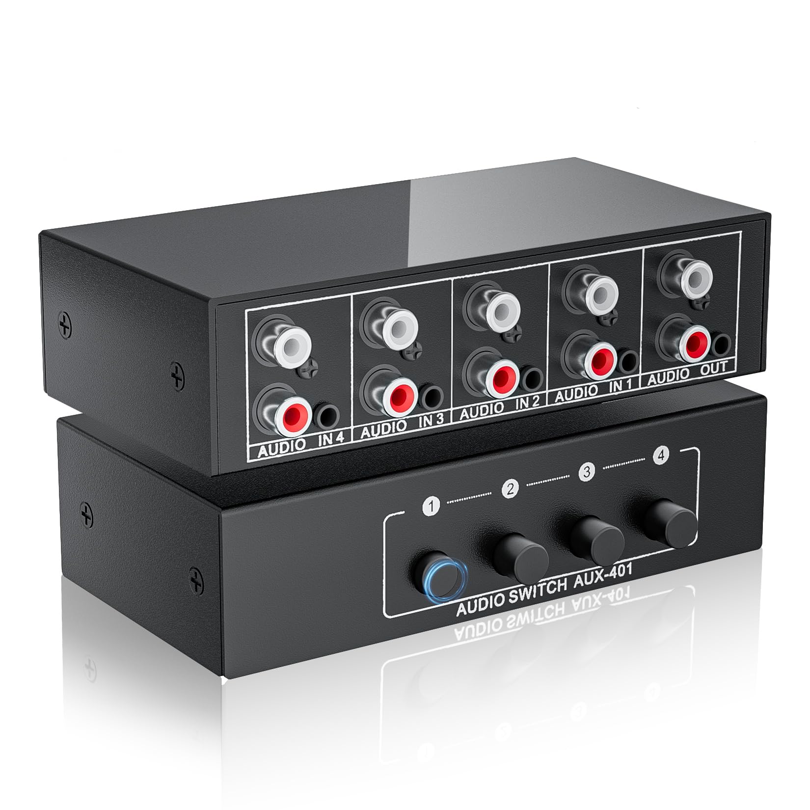 HASTHIP® ZORBES 4-Port Audio Switch Box, 4-In-1 out RCA & 3.5mm Stereo ...