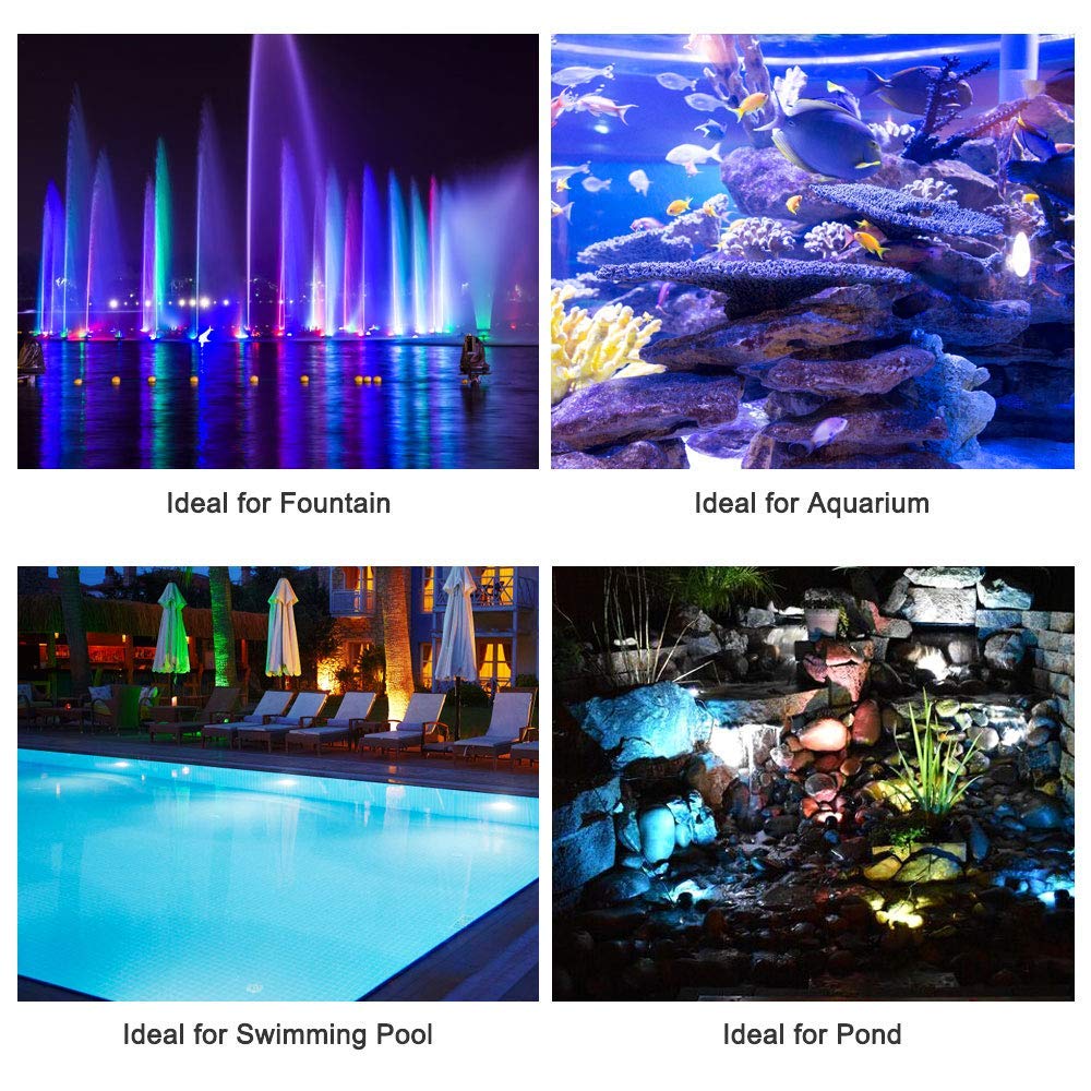 HASTHIP® 180°Rotation Underwater RGB Aquarium Lights with Remoter, Fish Light Underwater IP68 Waterproof 36 LEDs with Remote Control for Garden Pond Fish Tank Swimming Pool