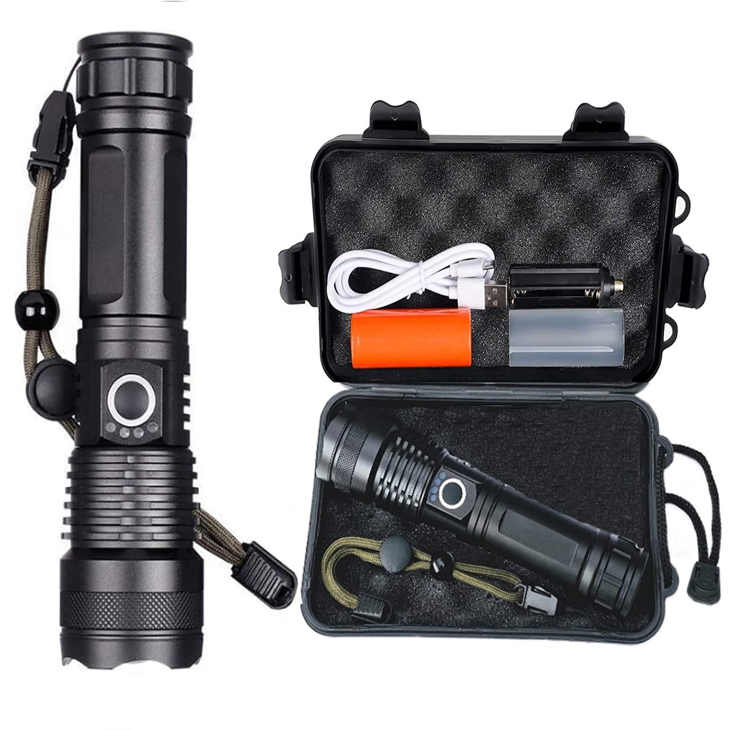 ELEPHANTBOAT Rechargeable Flashlight for Camping and Hiking with 3000 Lumens Zoom Focus | Aluminum Alloy Waterproof Torch
