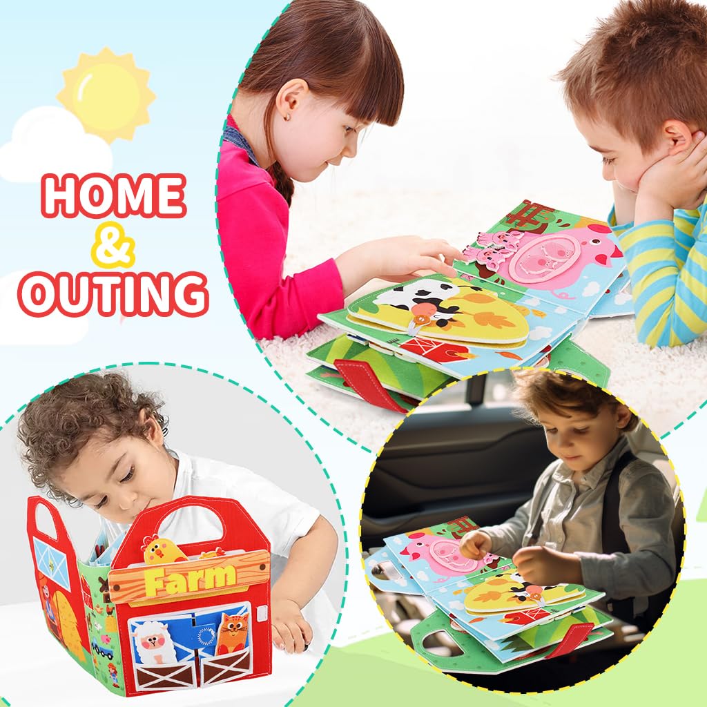 SNOWIE SOFT Busy Board for Toddlers with Finger Puppets and Felt Pages | Montessori Travel Toy