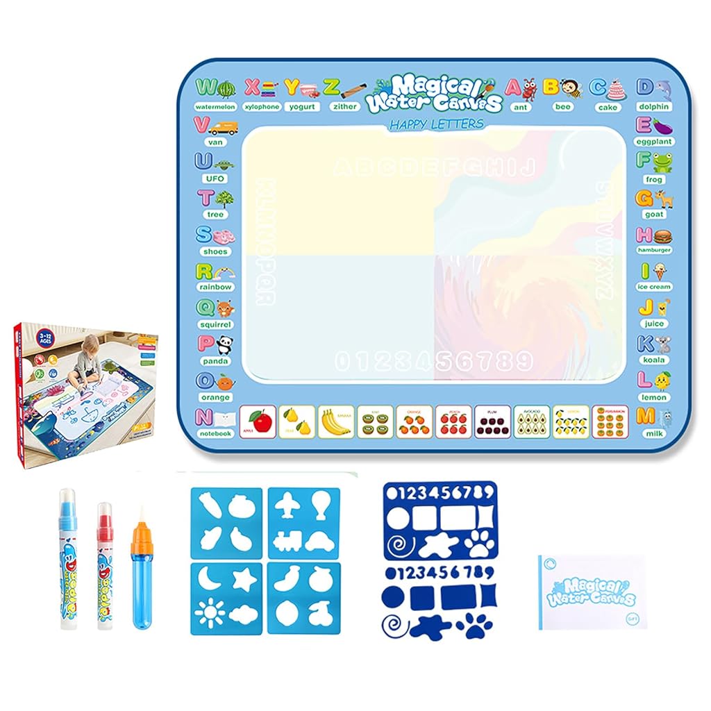 PATPAT® Magic Water Doodle Mat DIY Graffiti Drawing Mat 60x80cm Water Based Colorful Graffiti Mat Non-ink Drawing Mat for Toddler Children's Day Gift, Birthday Gift for Kids 3-10 Years Old