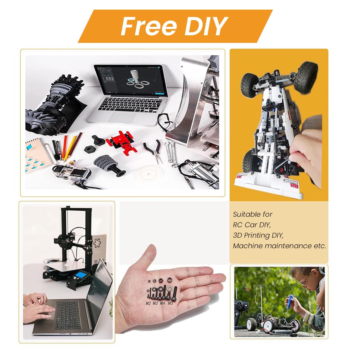 Serplex Screws Nuts and Washers Set for DIY Projects featuring 2580 pcs Alloy Steel | M2 M3 M4 Assortment with Organizer Box