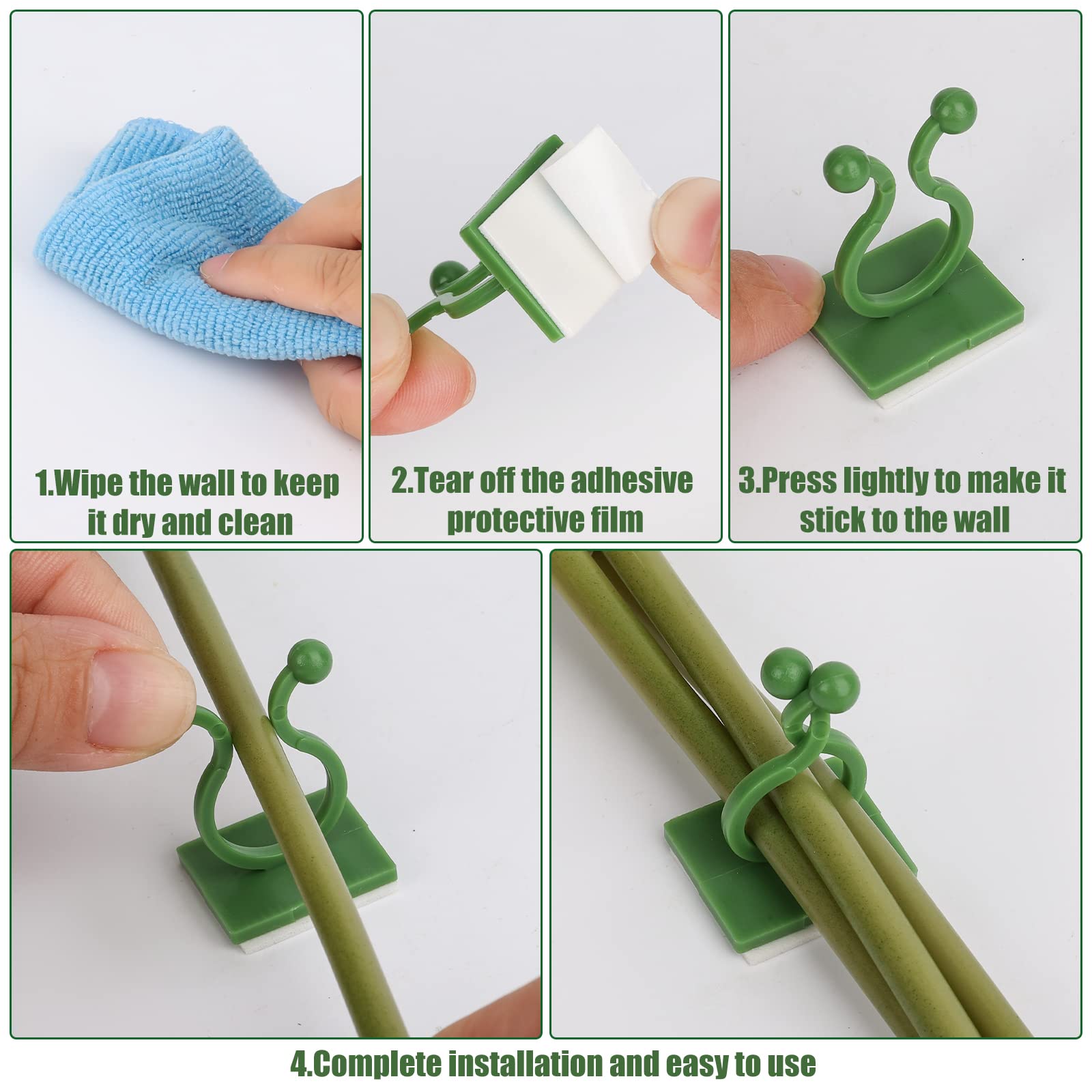 Optifit Plant Support Clips for Climbing Vines with Twist Lock and Self Adhesive Design 100PCS