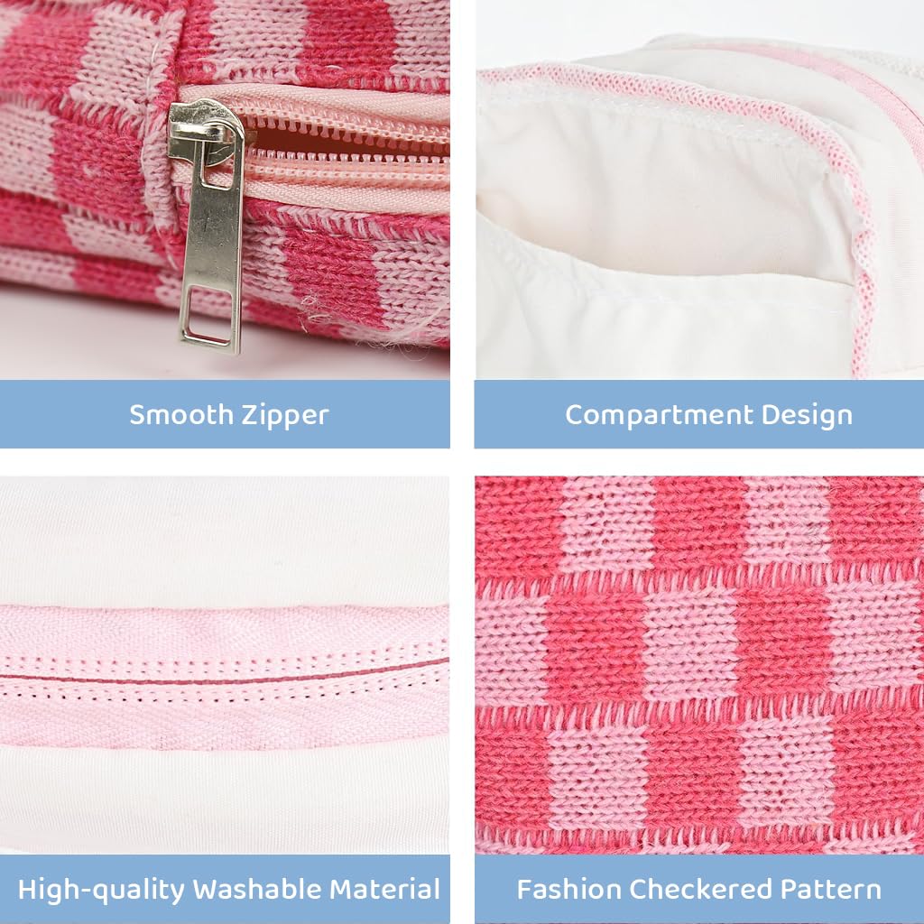 MAYCREATE Small Makeup Pouch for Sanitary Pads with Zipper Closure 5.5in Checked Fabric | Travel Storage for Women