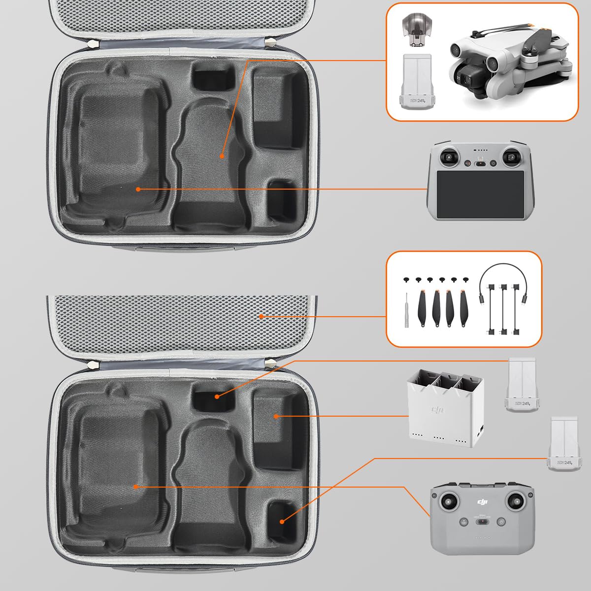 HASTHIP® Carrying Case for DJI Mini 3 Pro, Portable Compact Storage Bag Hard Case Set with Strap Storage Travel Case Compatible with DJI Mini 3 Pro and Drone Controller Accessories Bag (Case Only)