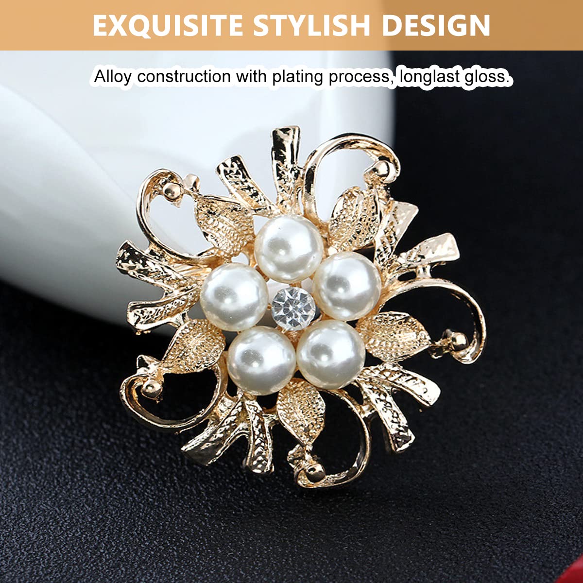 SANNIDHI® Floral Pearl Brooch for Women Elegant Saree Brooch Pin Women's Wedding Bride Corsage Brooch Pin Jewelry Gift- Golden