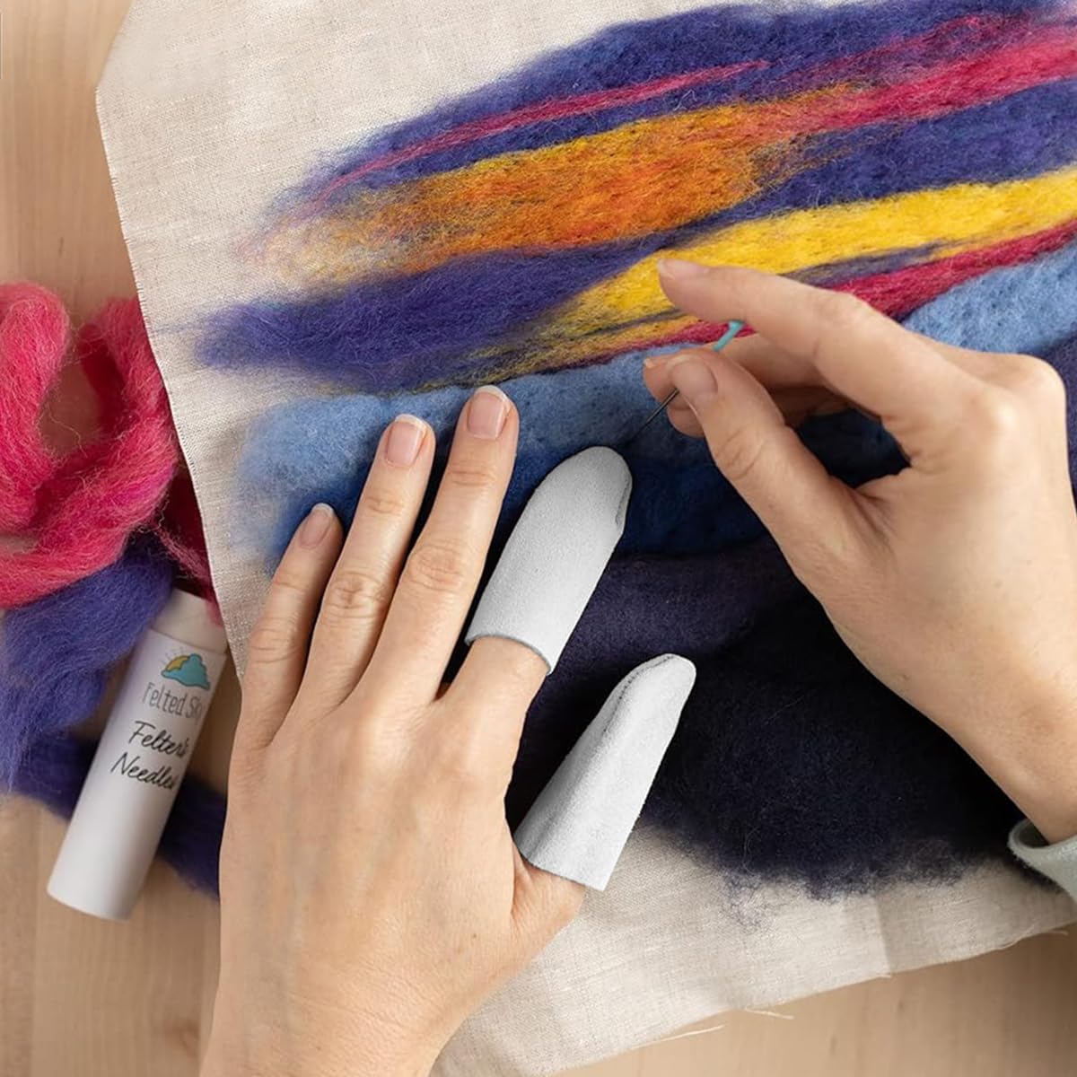Supvox Finger Cots for Crafting and Carving with Thickened Flocking Fabric | 10Pcs One Size