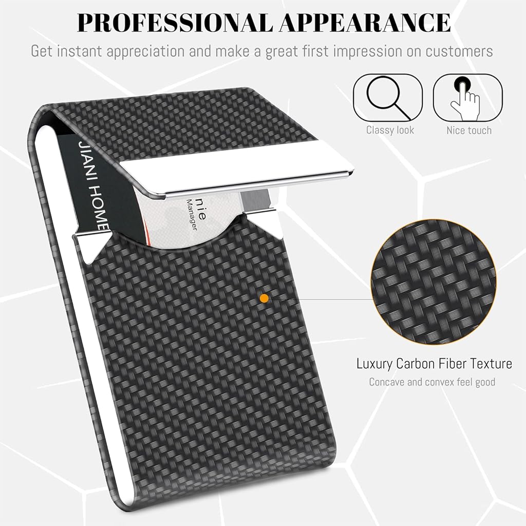 ZIBUYU® Business Card Case Holder Metal Visiting Case Classy for Women Men PU Leather Wallet Slim with Magnetic Clasp 20 Cards 6x9.5cm Black 3PCS