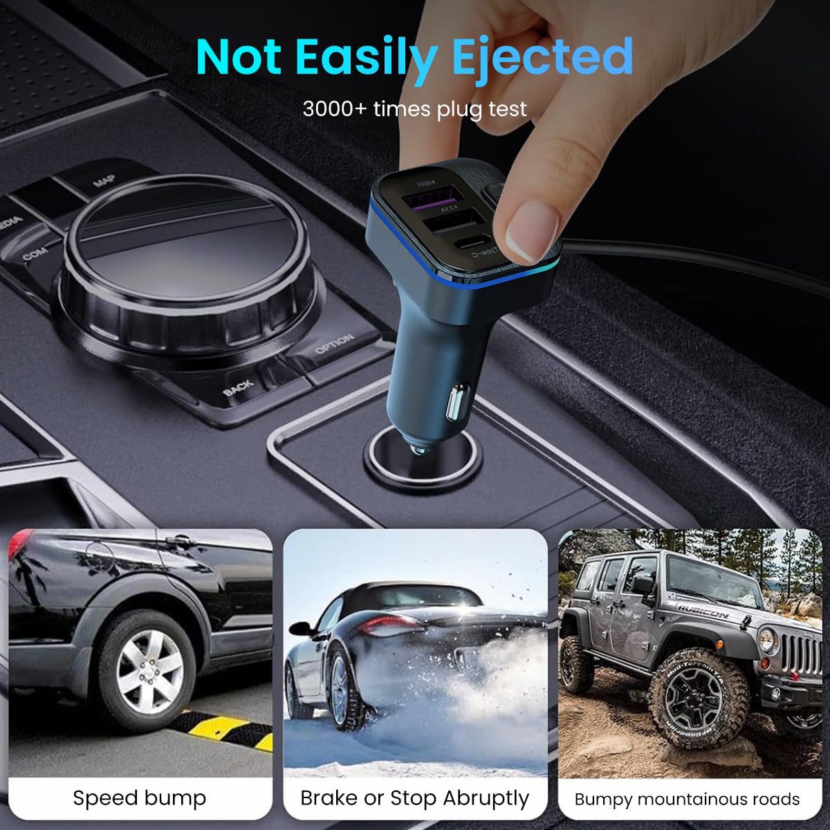 STHIRA Car USB Hub for 12 24V Vehicles with 6 Ports and PD 66W Fast Charging | LED Light Design